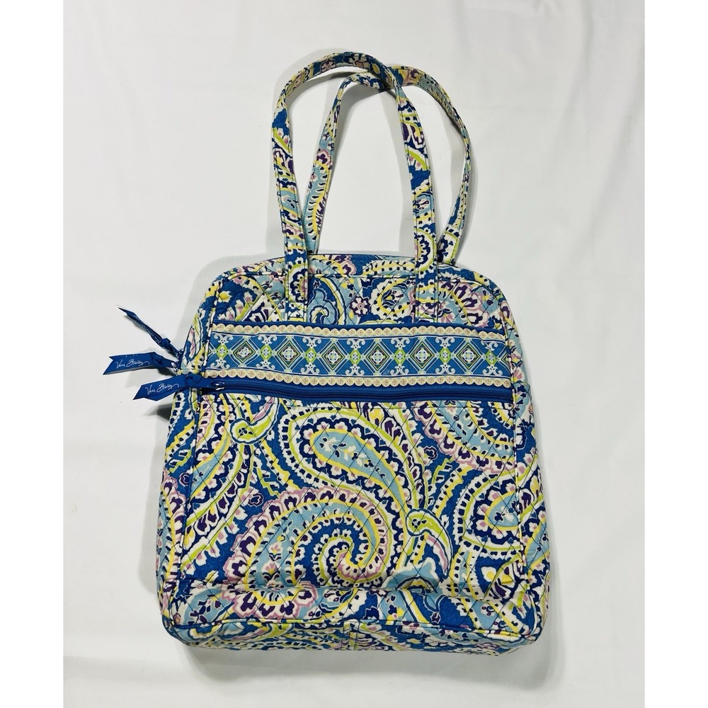 Capri Blue Paisley Vera Bradley Retired  Tall Computer Bag Travel Zip Top Spring - Picture 4 of 13